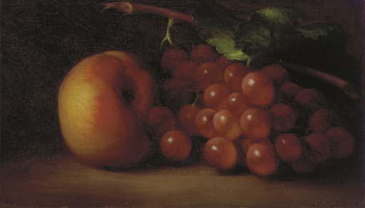 George Henry Hall - A Still Life with Grapes and a Peach