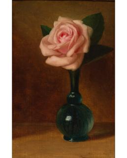 George Henry Hall - Pink Rose in Green Vase