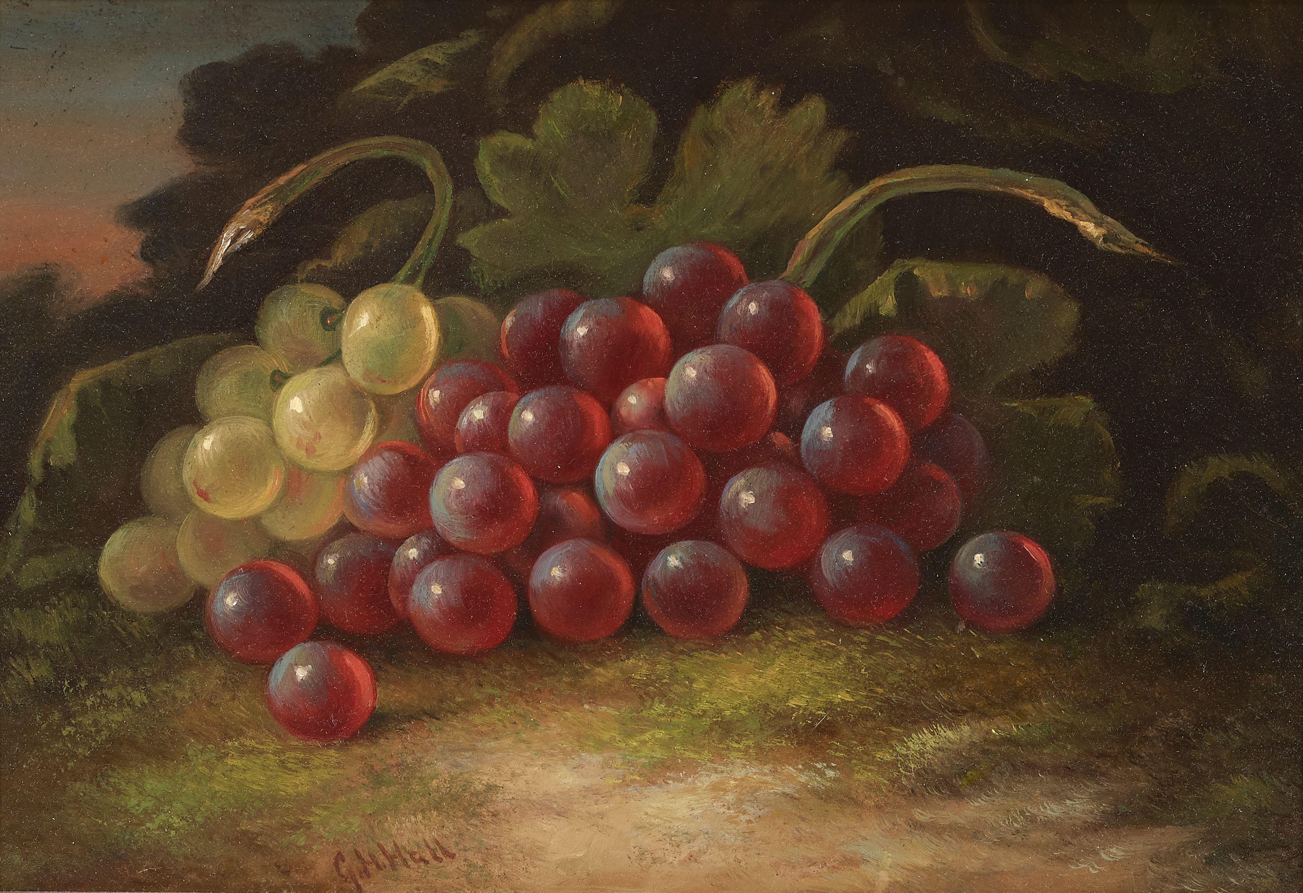 George Henry Hall - Purple And Yellow Grapes