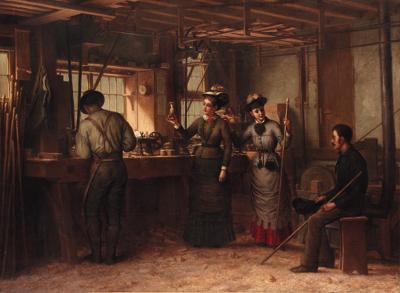 George Henry Hall - The Turner\'s Shop, Palensville, Catskill Mountains