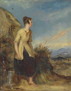 George Henry Harlow - A young woman resting by a well