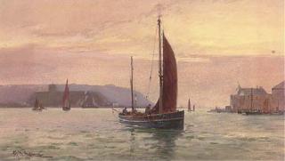George Henry Jenkins - Fishing trawlers running into the harbour at Plymouth