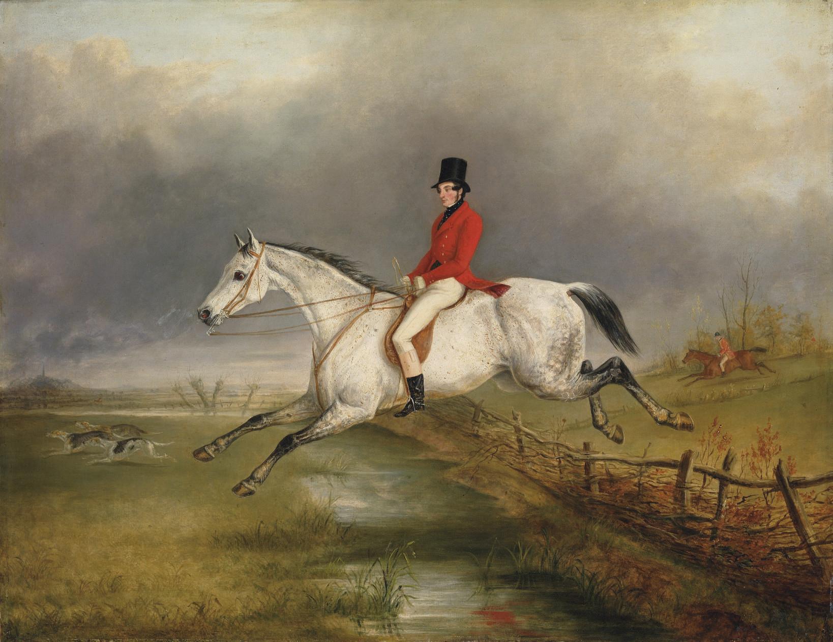 George Henry Laporte - A master of the Royal Buckhounds on a grey hunter