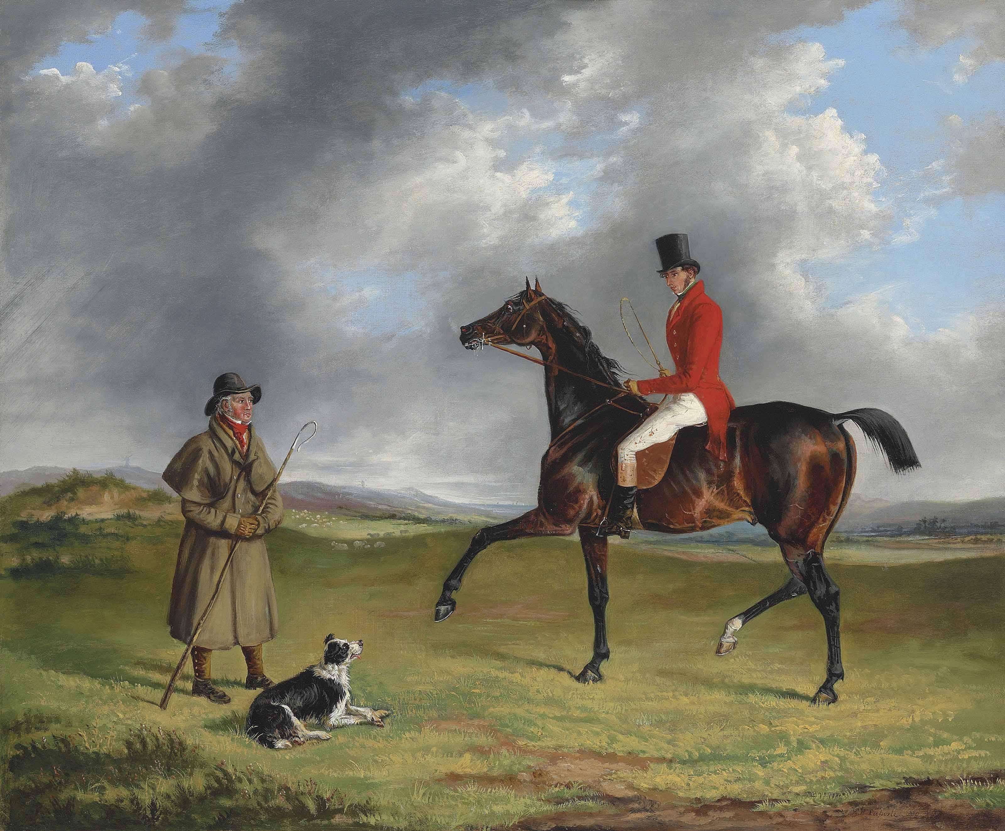 George Henry Laporte - A sportsman thrown out, enquiring of a shepherd