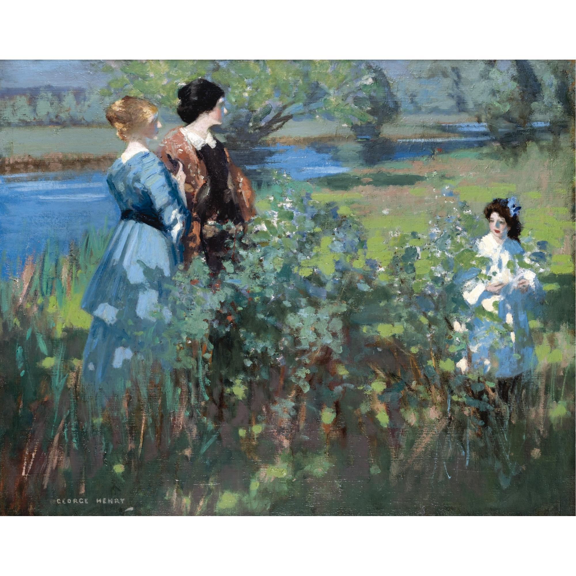 George Henry, R.A., R.S.A., R.S.W. - An Afternoon By The Riverbank