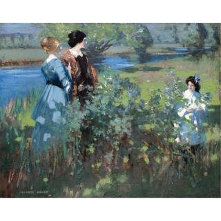George Henry, R.A., R.S.A., R.S.W. - An Afternoon By The Riverbank