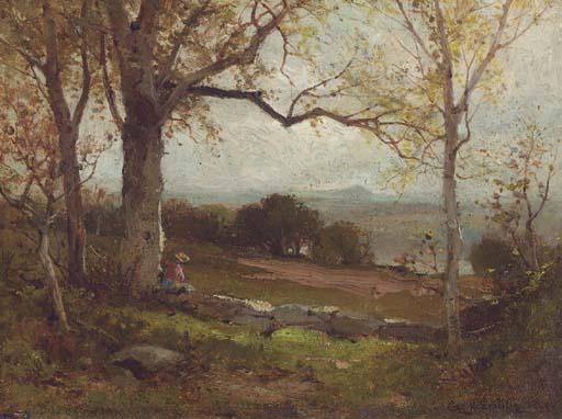 George Henry Smillie - New Jersey Landscape With A Figure Resting By A Tree