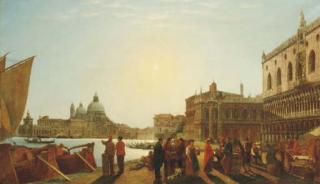 George Henry Yewell - A Venetian View With Figures On A Quay
