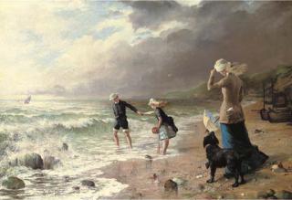 George Hillyard Swinstead, R.B.A. - Playing In The Waves