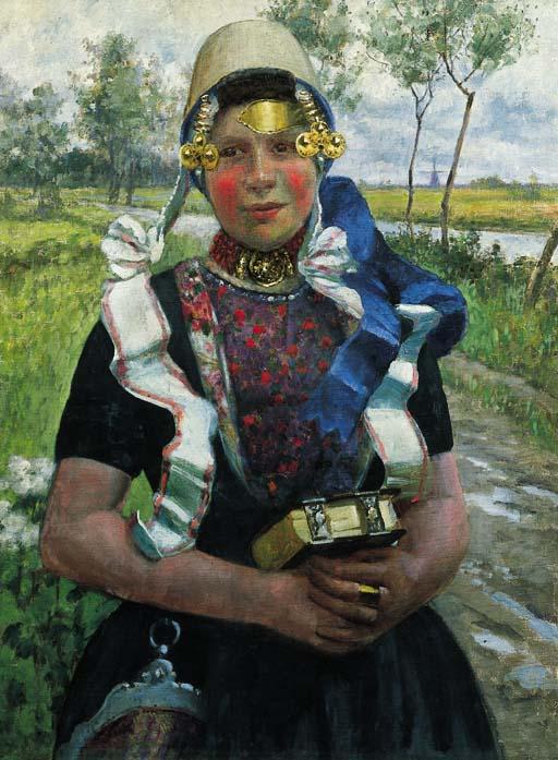 George Hitchcock - Dutch Finery, A Marken Girl