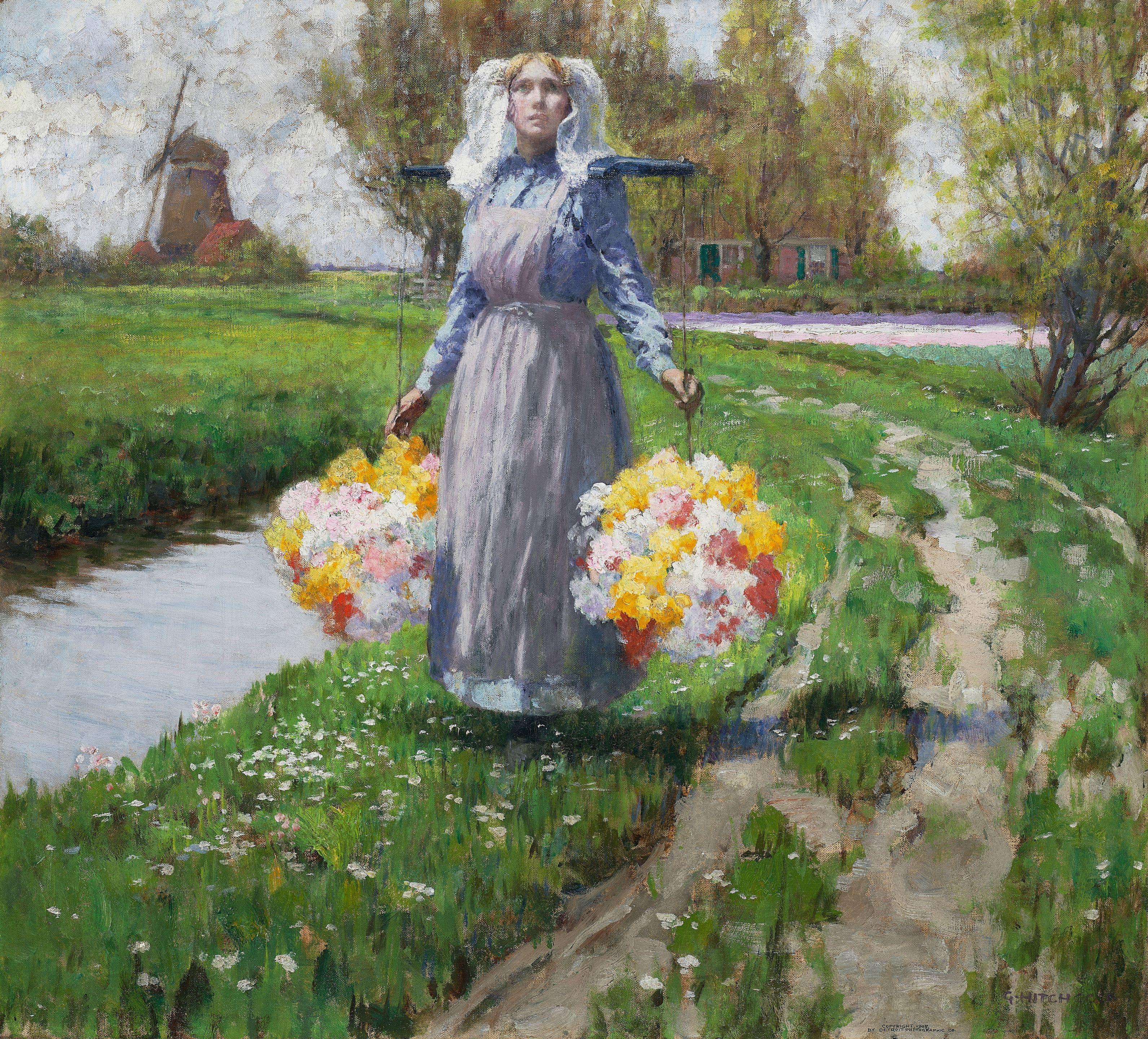 George Hitchcock - Young Maiden with Flowers