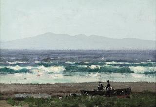 George Houston, R.S.A., R.I., R.S.W. - The Ayrshire Coast, looking towards Arran