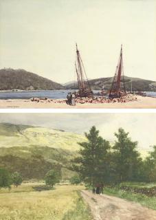 George Houston, R.S.A., R.I., R.S.W. - The harbour at Inveraray, Argyll; and A Galloway landscape