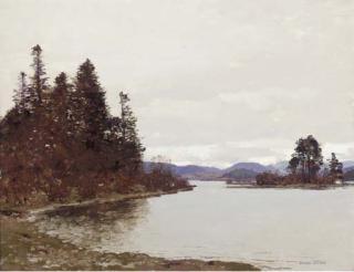 George Houston, R.S.A., R.S.W. - Autumn, Loch Awe, Argyll