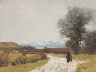 George Houston, R.S.A., R.S.W. - Looking to Arran from Argyll