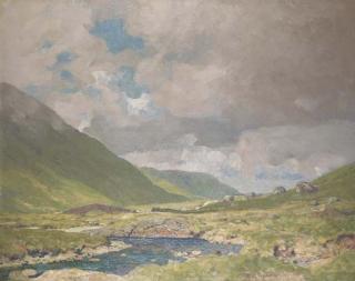 George Houston, R.S.A., R.S.W. - Summer landscape near the Rest and Be Thankful, Argyll