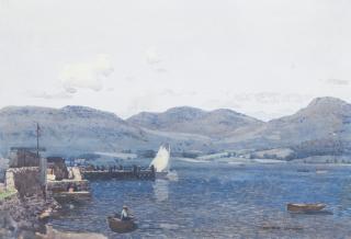 George Houston RSA RSW RGI - Boating on a loch