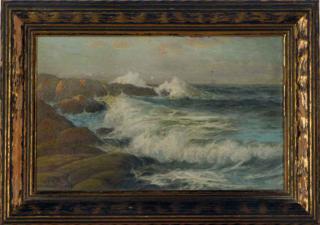 George Howell Gay - Just before Sunset, waves crashing on the shore at Cape Ann