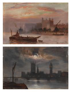 George Hyde Pownall - \'By the Tower\'; \'Westminster from below bridge\' each 15 x 23.5cm (5 7/8 x 9 1/4in).