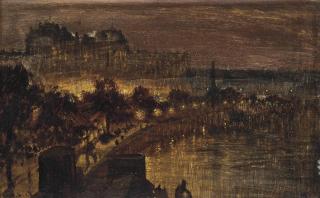 George Hyde Pownall - Evening Glow, The Embankment, London