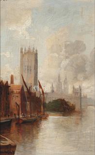 George Hyde Pownall - The Victoria Tower from Lambeth Bridge