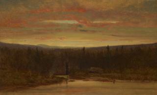 George Inness - Campfire at Sunset