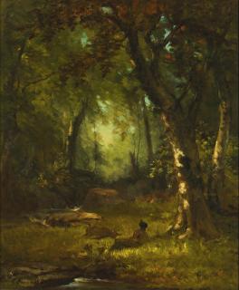 George Inness - Landscape With Huntsman