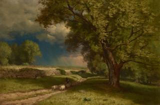 George Inness - Landscape with Sheep (Oncoming Shower)