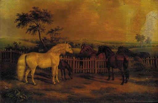 George Jackson - Horses Watering At A Stream; And Horses In A Paddock