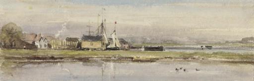 George James Rowe - A river estuary, morning