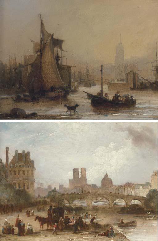 George Jones, R.A. - Bristol Harbour; and Pont Royal, Paris