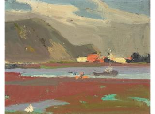 George Kennedy Brandriff - Estuary (Port Hueneme, California) 7 x 9 in. framed 12 x 13 3/4 in.