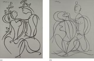 George Keyt - Untitled (Couple Gazing); Untitled (Couple Sitting)