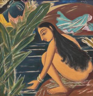 George Keyt - Untitled (Radha and Krishna)