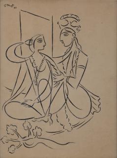 George Keyt - Untitled (Radha and Krishna)