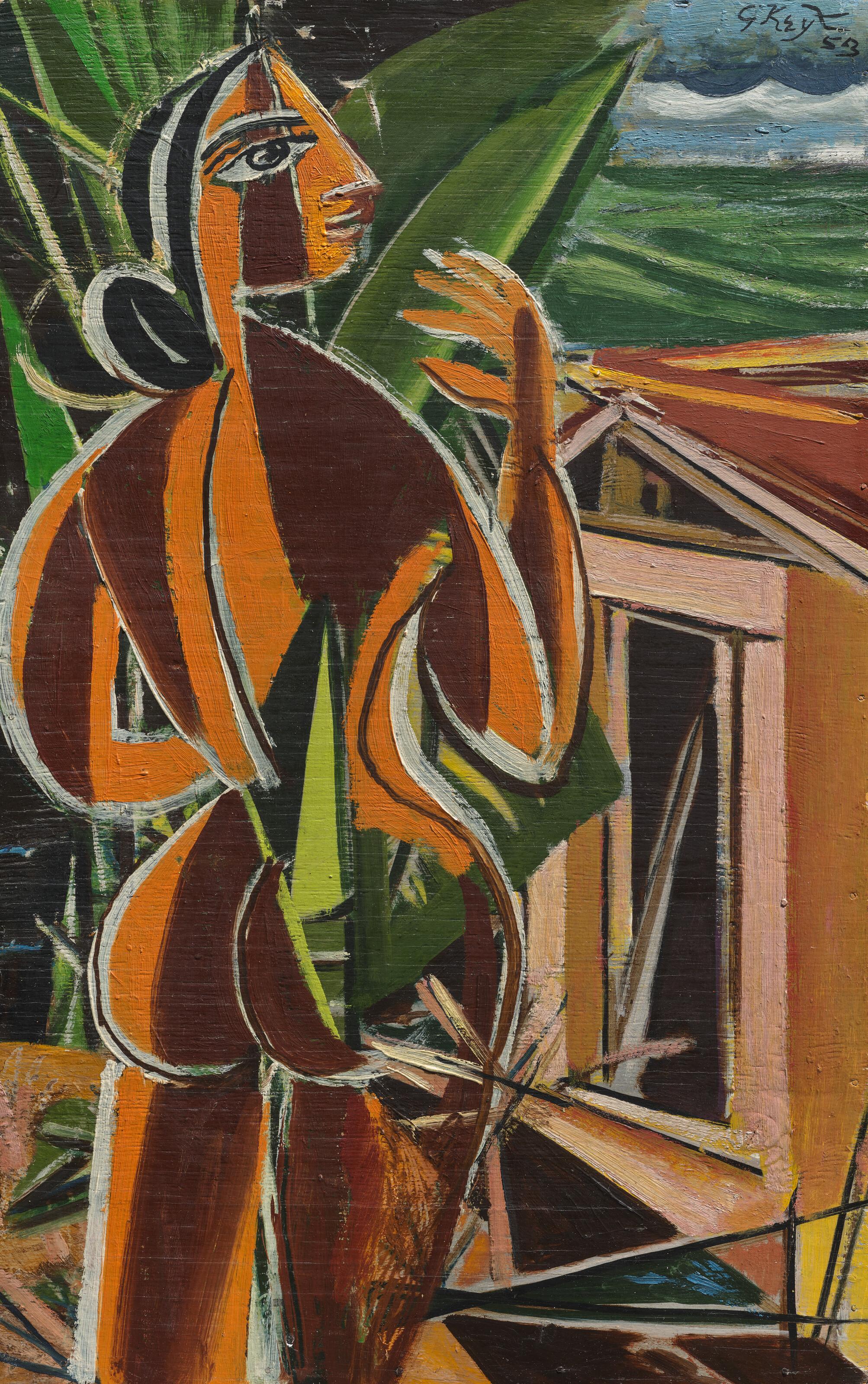 George Keyt - Untitled (Woman in Garden)