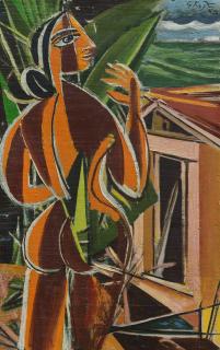 George Keyt - Untitled (Woman in Garden)