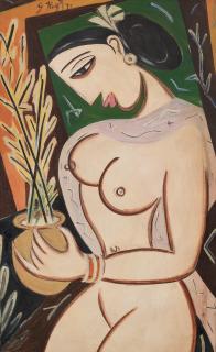 George Keyt - Untitled (Woman with a Vase)