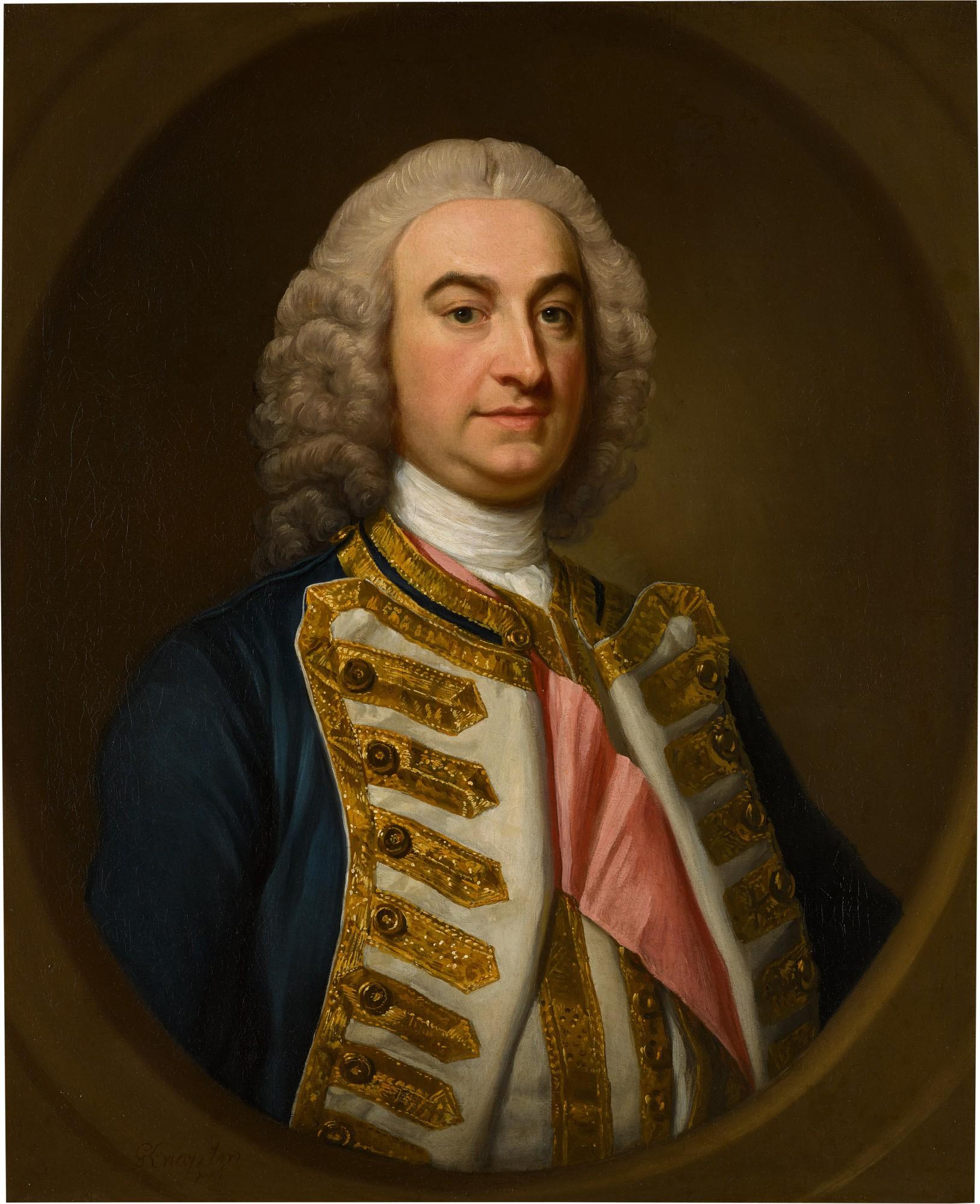 George Knapton - Portrait of Admiral of the Fleet Edward Hawke, 1st Baron Hawke (1705-1781), half-length, wearing the ribbon of the Order of Bath