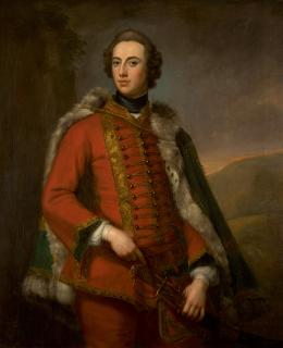 George Knapton - Portrait Of Walter Smythe, Three-Quarter-Length, Wearing Uniform With A Fur-Lined Green Cloak