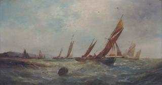 George Knight - The fishing fleet heading out; and The fishing fleet running into harbour