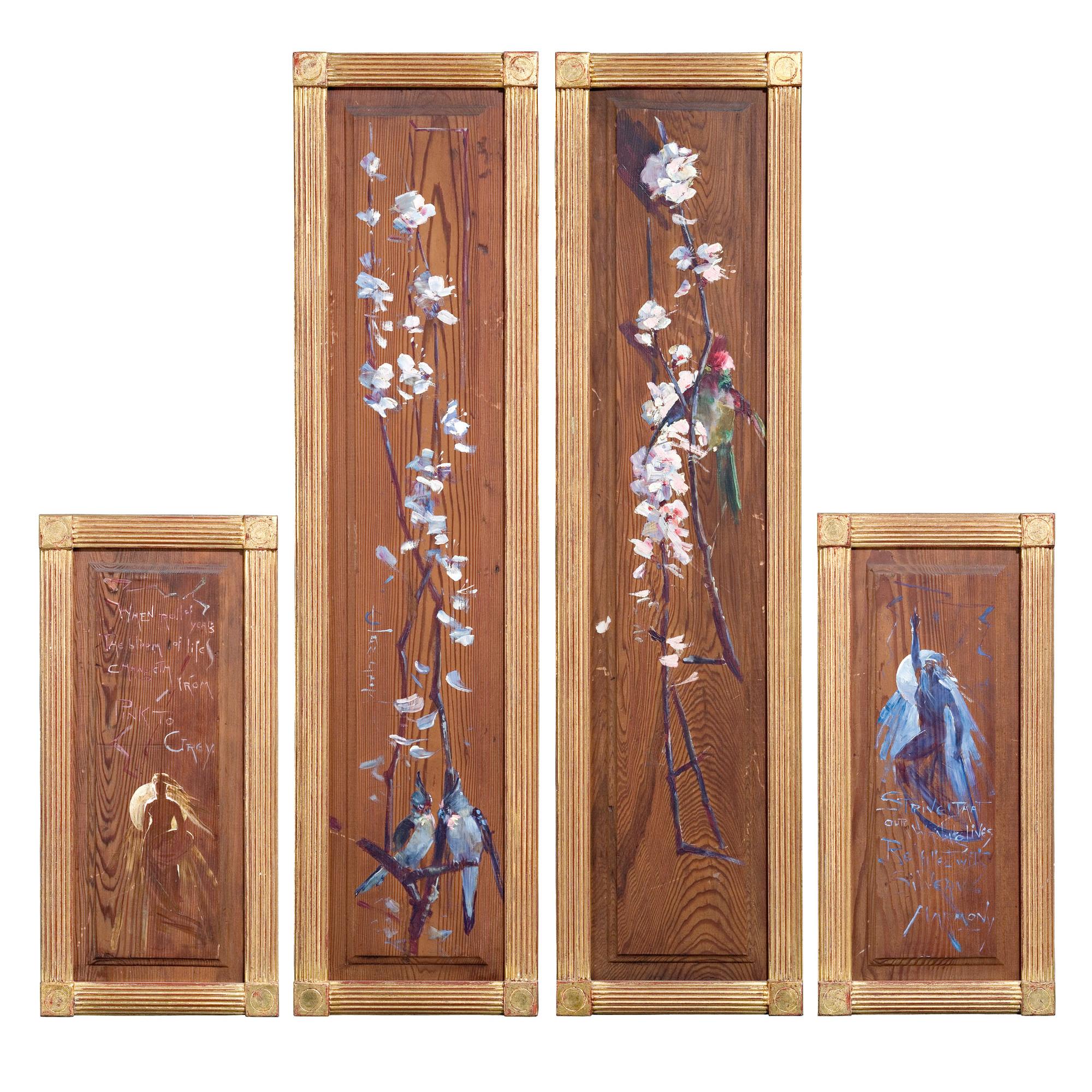 George Lambert - Australian Four Decorative Wood Panels