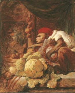 George Lance - A Monkey in a Market