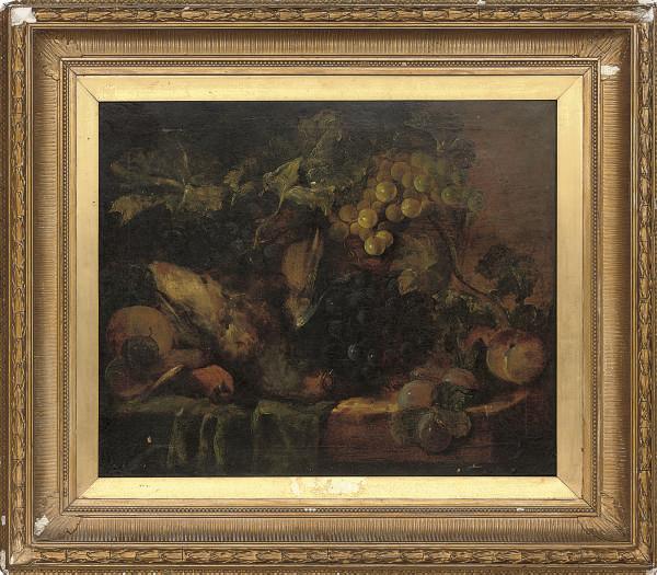 George Lance - Grapes, peaches and plums on a table