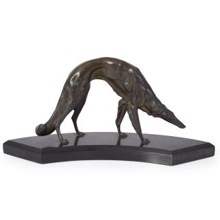 George Lavroff - The Russian Wolfhound mounted to a stone plinth 23.0 x 48.0 x 13.0 cm (9 1/8 x 18 7/8 x 5 1/8 in).
