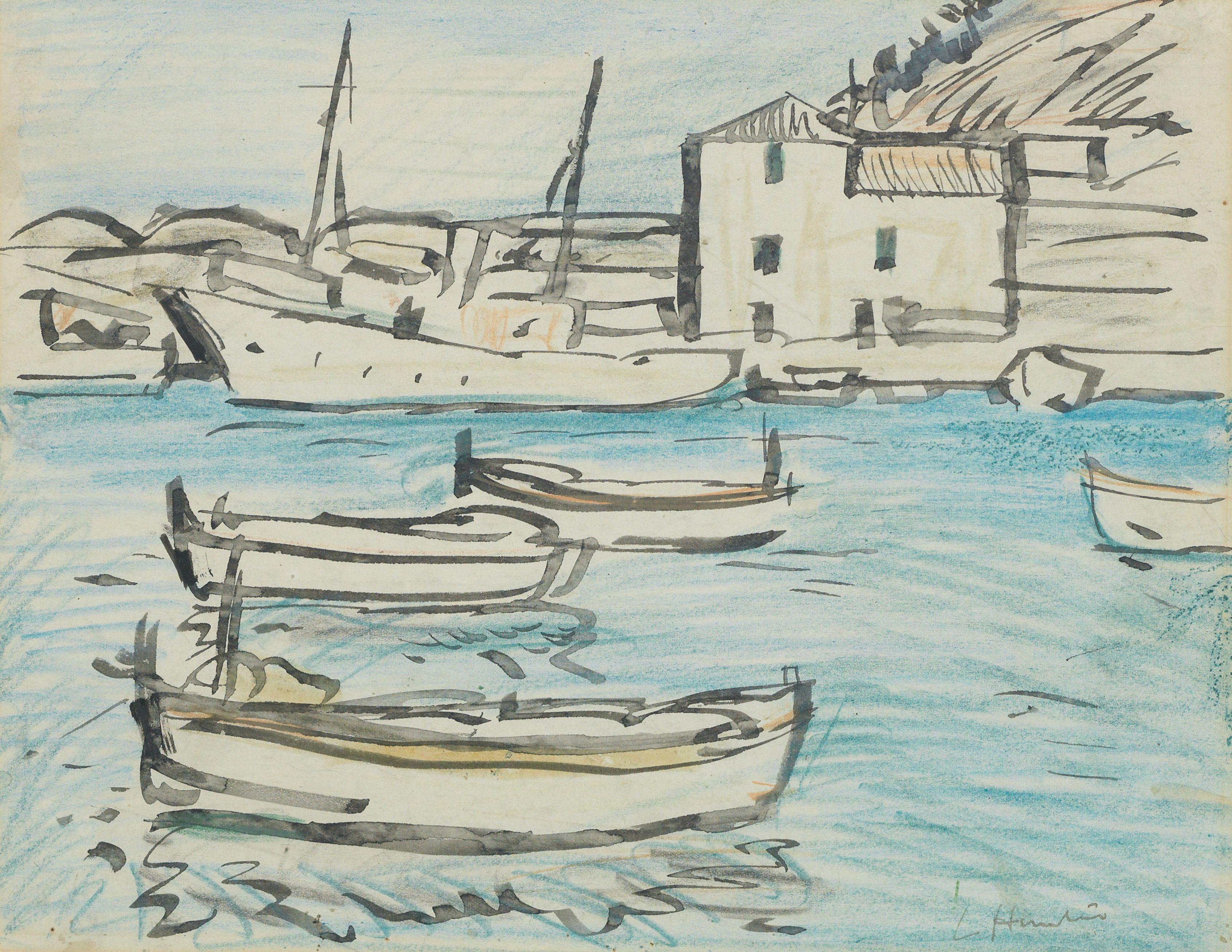 George Leslie Hunter - Boats in the harbour, Cassis