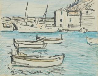 George Leslie Hunter - Boats in the harbour, Cassis