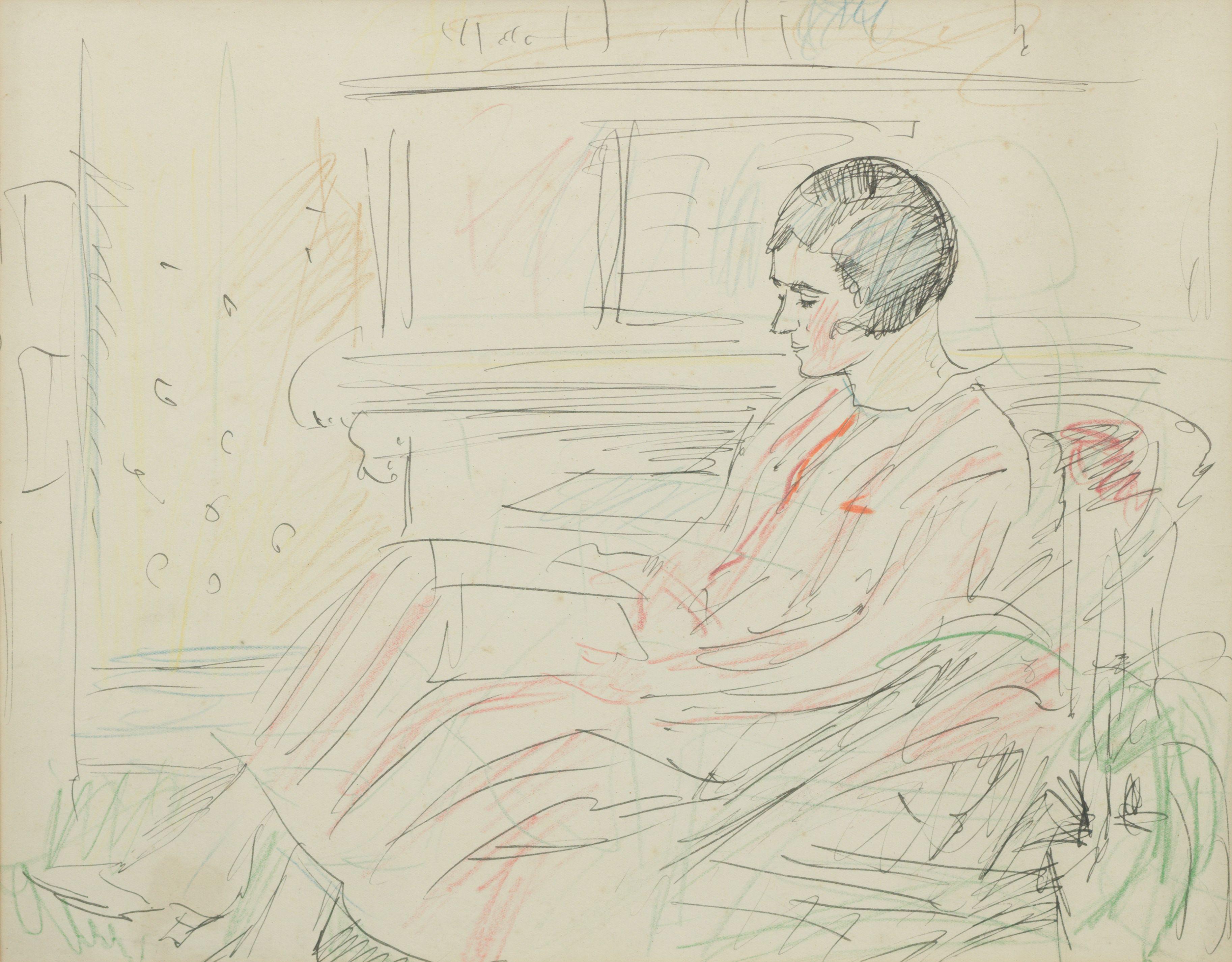 George Leslie Hunter - Girl in Striped Dress, study