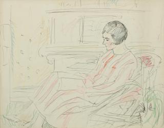 George Leslie Hunter - Girl in Striped Dress, study