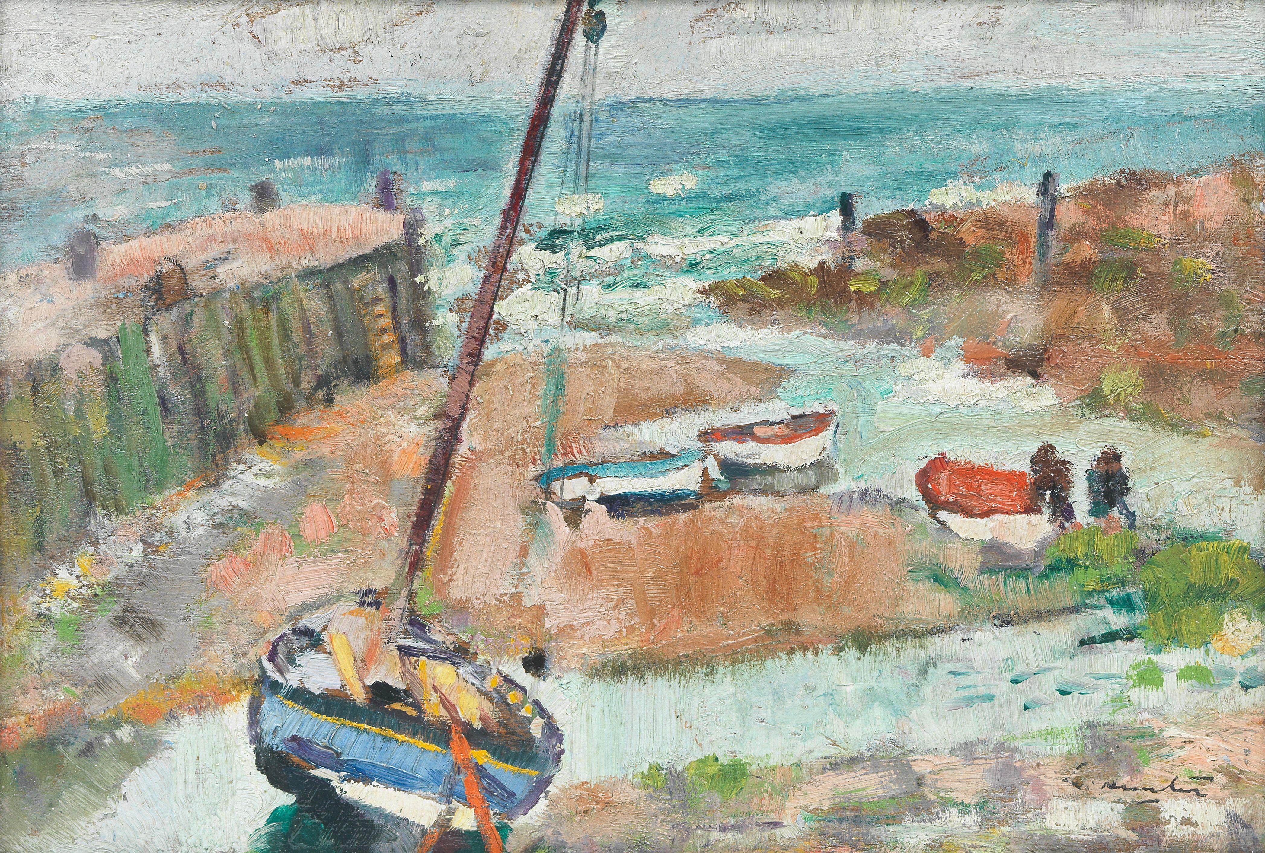 George Leslie Hunter - Lower Largo Harbour Painted circa 1922-1923